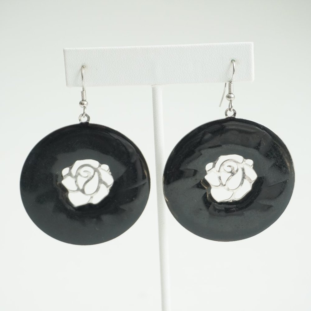 Round Black Statement Earrings